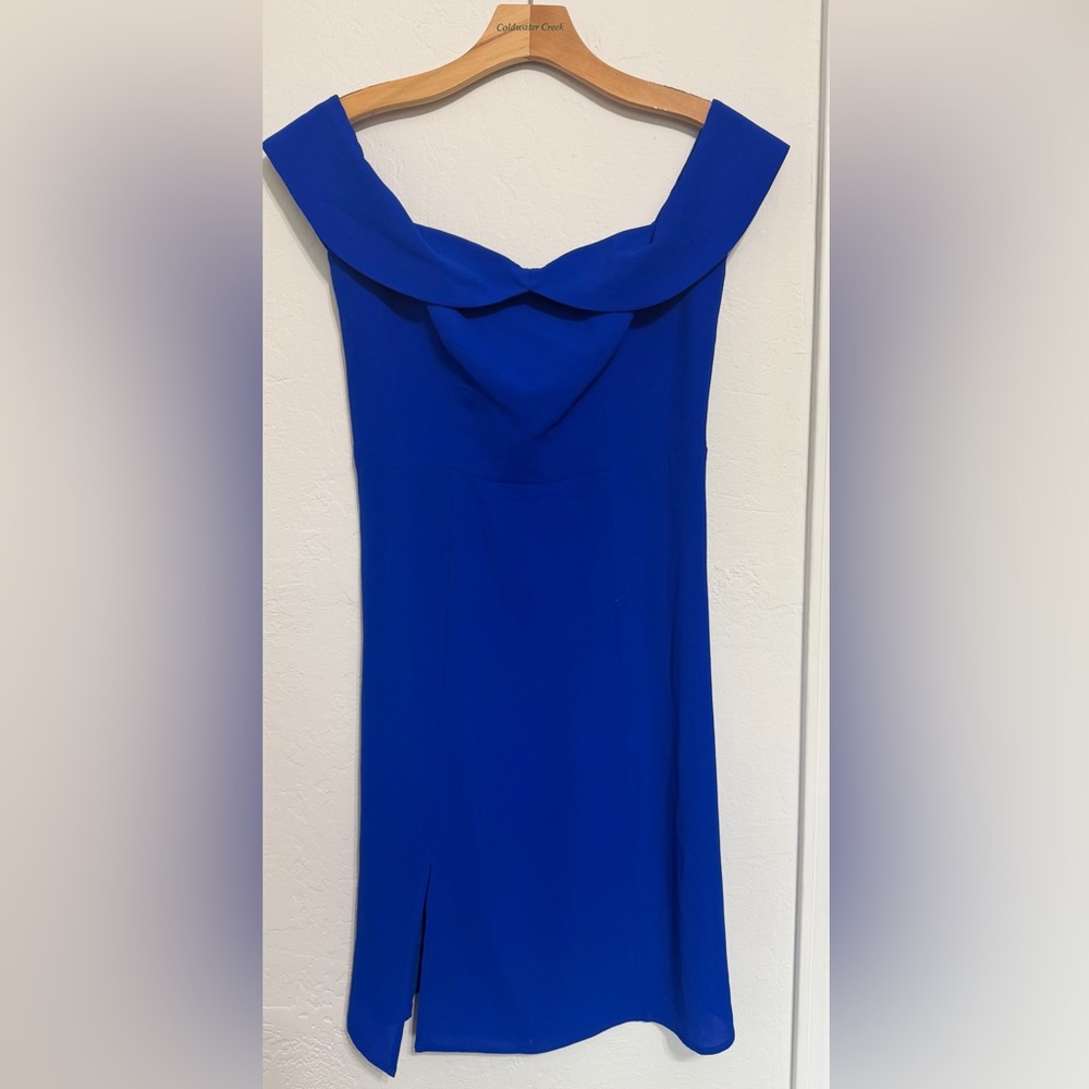 Show Me Your MuMu Royal Blue Strapless Foldover Neck Dress
